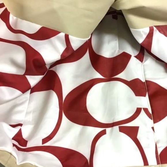 Coach Red Leather Trench Coat Sz S - Picture 8 of 11